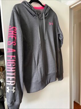 Under Armour Dark Gray Hoodie with Pink Accents